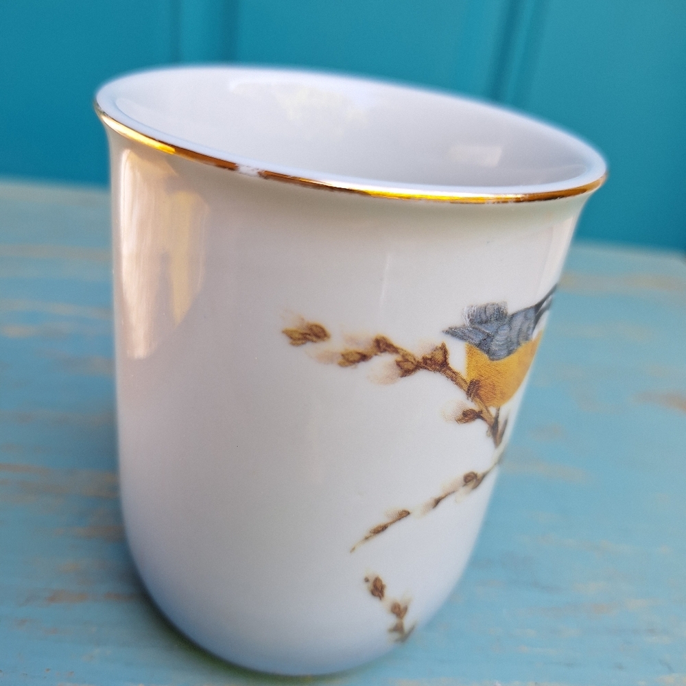 Bird Mug Otagiri Japan Coffee Cup Teacup Pretty Cute Birds Porcelain Gold Leaf - Picture 10 of 16
